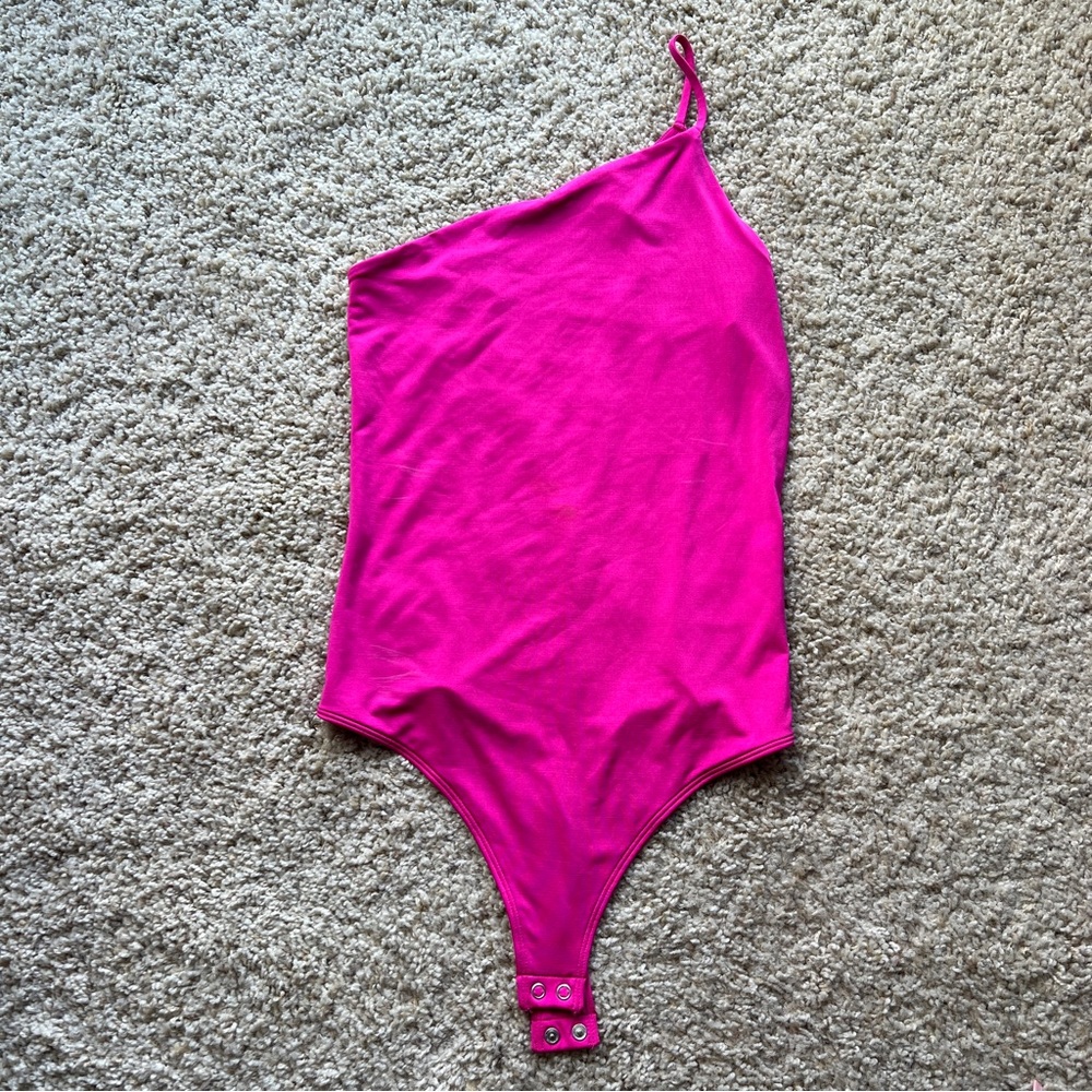 NWT Express Pink One-Shoulder Bodysuit